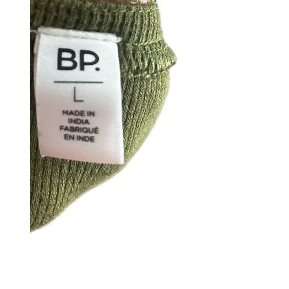 BP Babydoll Top Large Y2K Coquette Dark Olive Raw Hem Cropped Round Neck New - Picture 7 of 9